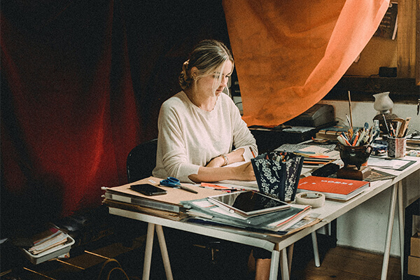 Artist at work in their studio